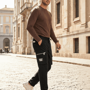 Pantaloni Cargo Neri da Uomo